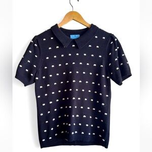 🖤 On-Trend FW2025🖤
CeCe—Black Sweater w/Raised Polka Dots & Peter Pan Collar